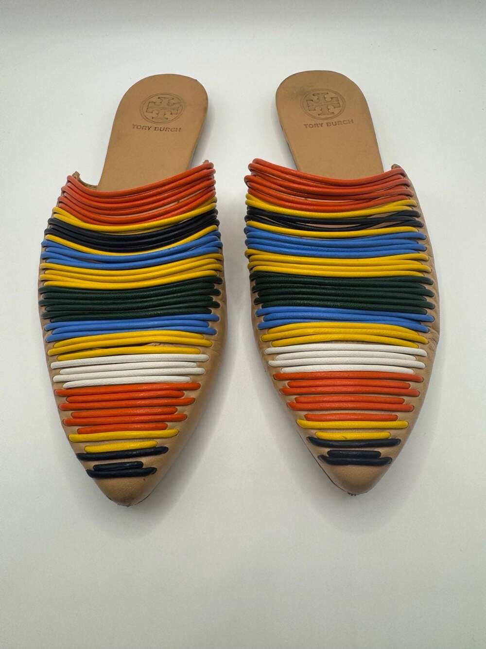 Tory Burch Sienna Multicolor Leather Pointed Toe Mules 5